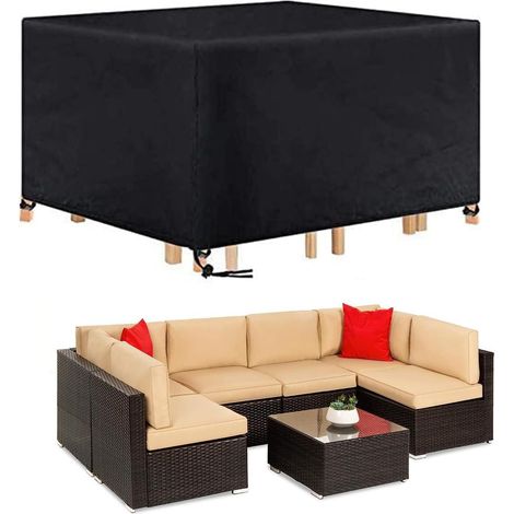 Housse Salon de Jardin Protection Bache Table de Jardin Mobilier Extérieur Imperméable Coupe-Vent Anti-UV 180x100x75cm (1/5)
