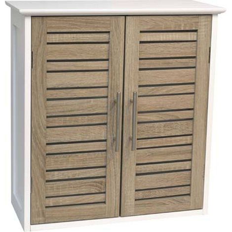 Hochschrank mit mdf-struktur, 2 türen und mdf-regal innen - stockholm - Tendance (1/3)