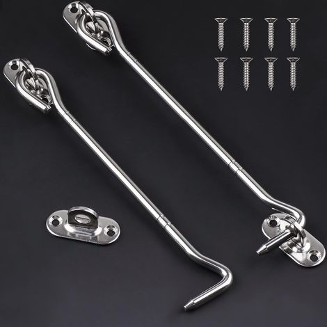 2er-Pack 8 Zoll Ösenriegel – Robuster Haken-Haspenriegel für Schrank, Schrank, Fenster, Schiebetür im Scheunenstil (1/5)