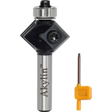 8mm Shank 45 Degree Chamfer Milling Cutter with Removable Blades Ball Bearings Router Cutter Tool Wood Cutting Tool (1/5)
