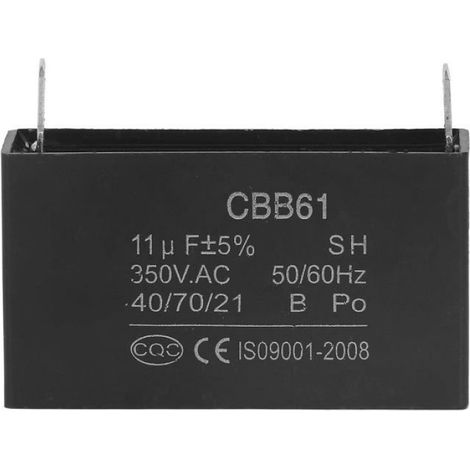 Condensateur CBB61 - 11 µF - Pour Pompe À Eau Et Réfrigérateur - Anti-Explosion - 450 V AC - 50/60 Hz (1/5)