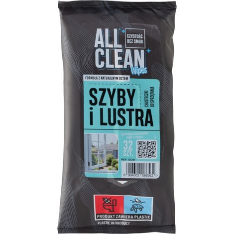 Salviette umidificate ALL clean che puliscono senza aloni vetri e specchi - 32 pezzi (1/4)