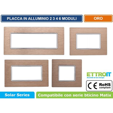 ETTROIT MT86311 Placca In Alluminio 3P Colore Oro Compatibile Con Bticino Matix (1/5)