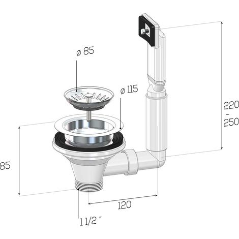SCELTO DA DESIVERO PILETTA CON CESTELLO ASP. CON TROPPO PIENO DN 115 - 1"1/2 codice prod: DSV20684
