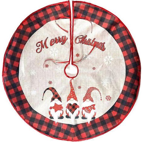 Falda para árbol de Navidad de 90 cm (35,5 pulgadas), color rojo, estilo rústico, con diseño de copos de nieve, ideal para fiestas navideñas, decoración de interiores y exteriores.