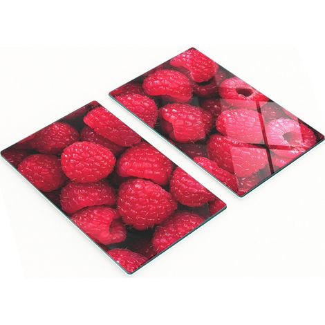 Dekorative Glas-Küchenschneidebretter mit Himbeermotiven, 2 x 30 x 52 cm (1/5)