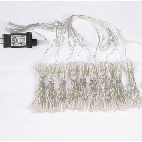 Rideau lumineux 3X2M 200 LED ambré prolongeable câble blanc 31V IP44 (1/5)