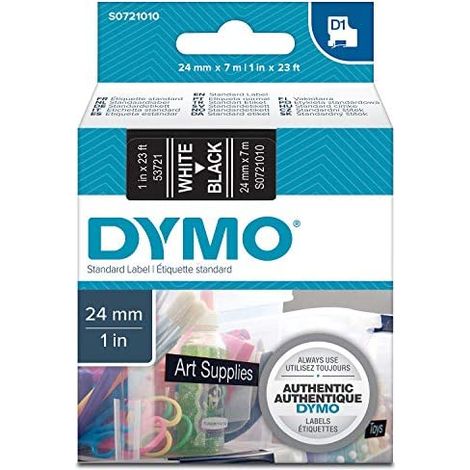 DYMO LabelManagercassette ruban D1 24mm x 7m Blanc Noir (compatible avec les LabelManager et les LabelWriter Duo)