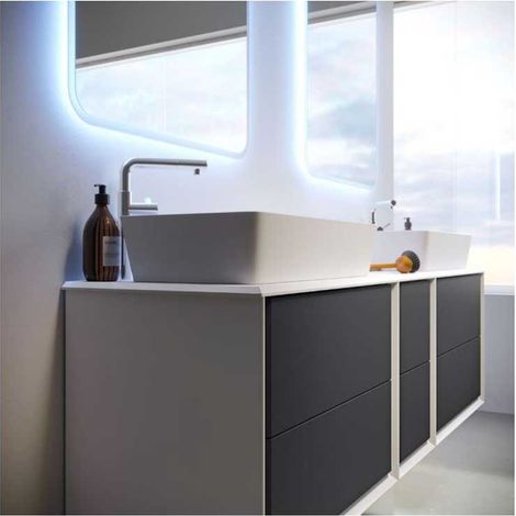Mobile Bagno Bellagio70 cm SospesoGrafite Base 2 cassetti - Lavabo in Resina (1/5)