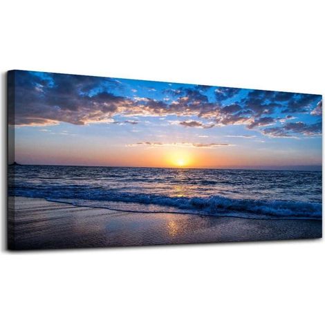 Leinwandbild Sonnenuntergang Strand Meer Landschaft 100x50 cm (1/5)