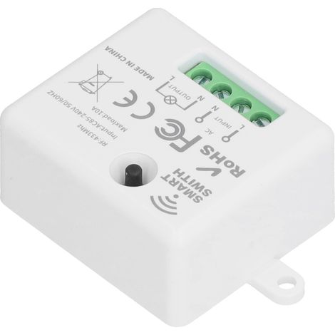 Module mini-interrupteur 433 MHz 10 A, télécommande sans fil pour maison connectée, tableau de commande d'éclairage, 85–240 V CA (1/5)