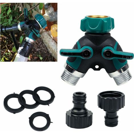 Inverseur De Tuyau D Arrosage - Double Vanne En Y - 4 Jonctions - Pour Robinet Extérieur De Jardin - 1 Pièce
