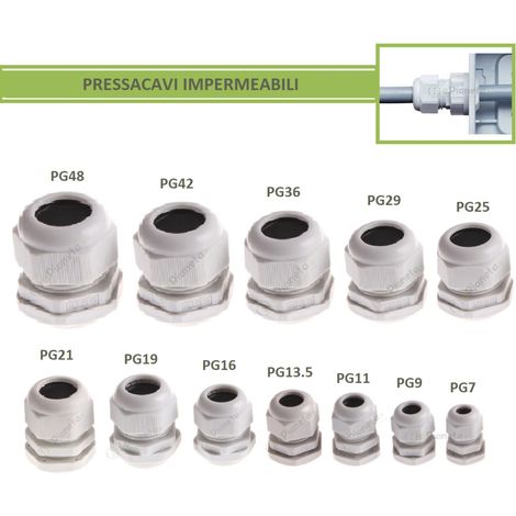 Pressacavo impermeabile IP55 presa per cavi elettrici in plastica connettore raccordi bianco antistrappo esterno PG-48 D48mm x 2pz
