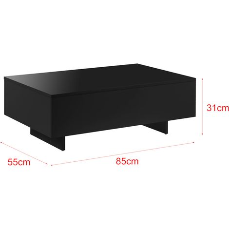 Tavolino da salotto elegante ed elegante 85 x 55 x 31 cm truciolare melaminico 15 mm nero lucido 030006140
