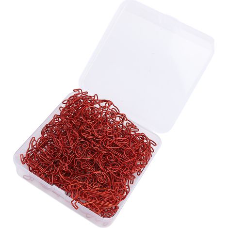 Lot de 50 trombones rouges en forme d'escargot, amusants et antidérapants, en acier inoxydable, avec boîte de rangement (1/5)
