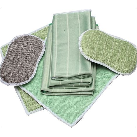 Set of 6 Bamboo Microfiber Cloths for Windows, Mirrors, Tiles, Car Body, Household, Bathroom (1/5)