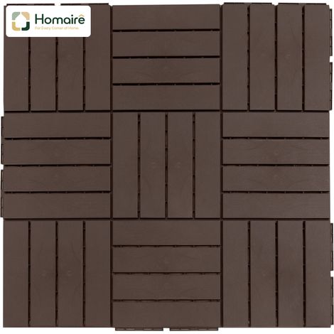 HOMAIRE Terrassenfliesen Braun 30x30 cm Klickfliesen mit Drainagefunktion für Terrasse und Balkon