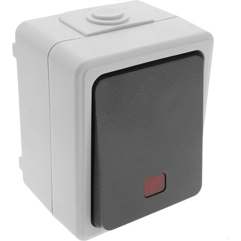 BeMatik - Base de superficie estanca IP54 10A 250V con interruptor conmutador LED