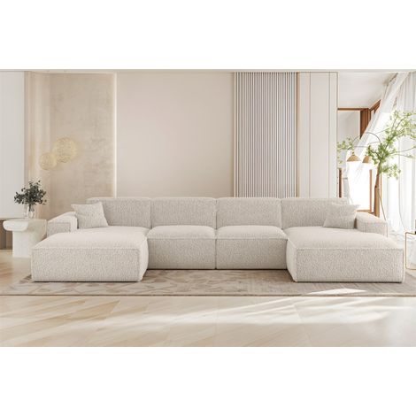Wohnlandschaft Sofa U-Form CELES PREMIUM in Stoff Sven Altweiß (1/3)