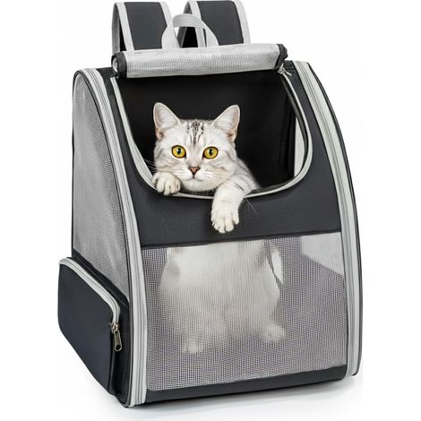 Sac à dos de transport pour animaux de compagnie, cage de voyage pour chat et chien, sac de transport respirant et pliable pour randonnée et voyage (1/5)