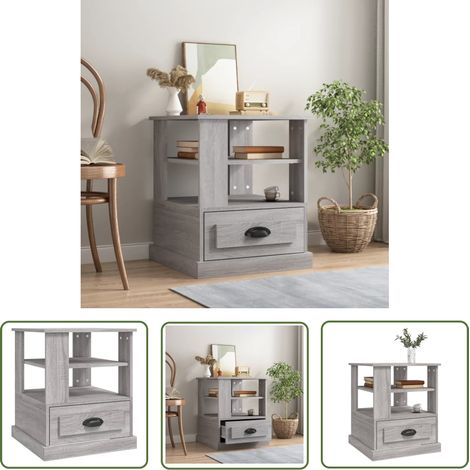 The Living Store Beistelltisch Grau Sonoma 50x50x60 cm Holzwerkstoff - Beistelltisch - Wohnzimmermöbel - Nachttisch - Grau - Holzmöbel (1/5)