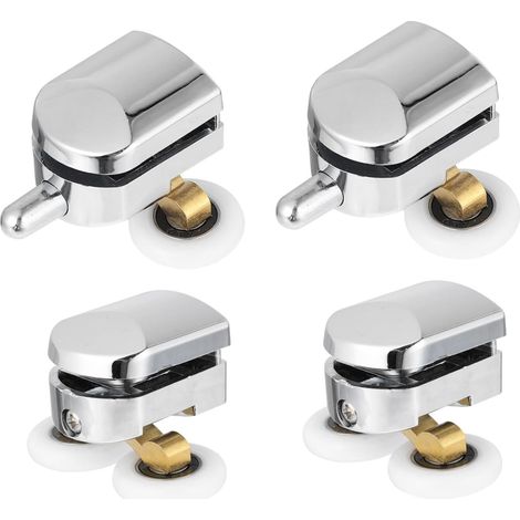 1 ensemble 25 mm de diamètre Roues de Porte de Verre Ensemble Pratique de Roulettes Supérieures et Inférieures Ajustables pour Portes Coulissantes (1/5)