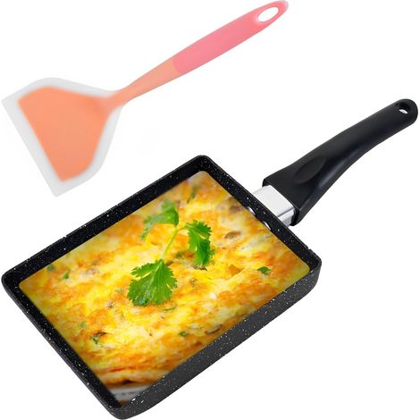 1 Poêle Tamagoyaki, Antiadhésif, Spatule Silicone, Induction, Cuisine Japonaise