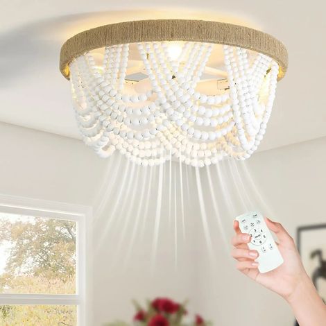 Ventilateur de plafond lumineux de style bohème, avec télécommande, plafonnier de φ50cm, 6 vitesses de ventilation, convient au salon et à la chambre. (1/5)