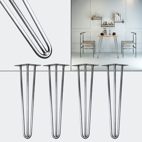 4 Pieds De Table, Couleur Acier, 45 cm haut. Design Loft, Industriel (1/5)