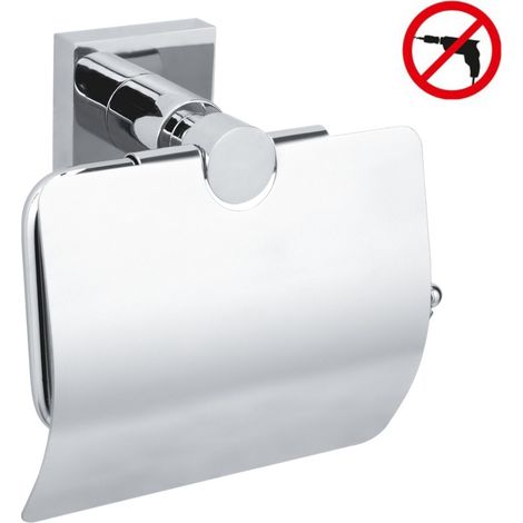 Tesa  Hukk Toilettenpapierhalter mit Edelstahldeckel, einfache Anbringung ohne Bohren, Chrom (40247-00000-00) (1/5)