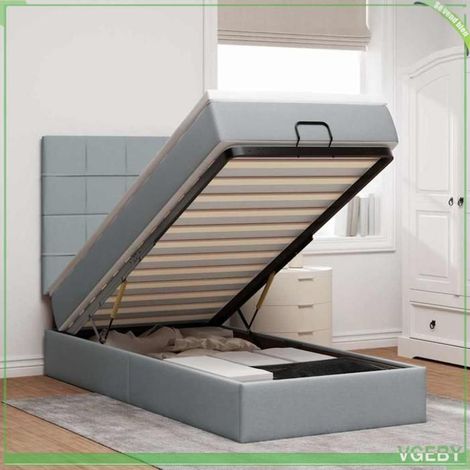 Cadre de lit ottoman avec matelas - 3313112 - Gris clair - 80x200 cm - Rangement hydraulique (1/5)