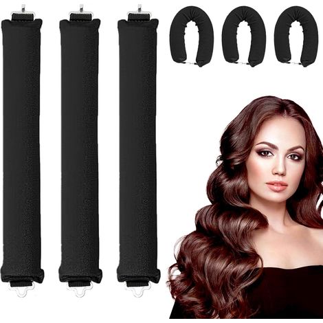 Set de 3 Pièces Rouleaux Cheveux Boucle Sans Chaleur Heatless Hair Curlers Bigoudi Boucle Cheveux de Sommeil Doux Boucleur Sans Chaleur pour Femmes et Filles Bricolage Outils de Coiffure