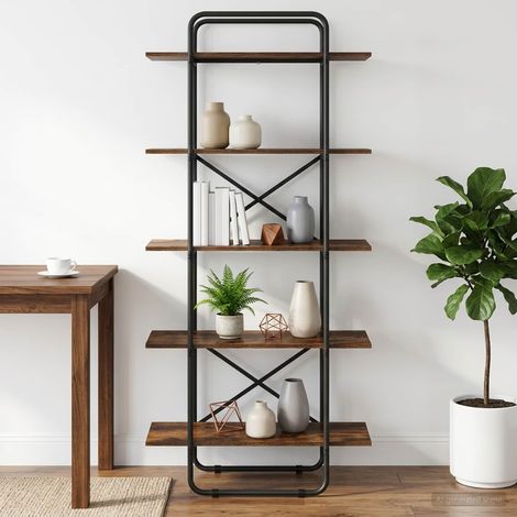 vidaXL Étagère 5 niveaux 80 x 35 x 175,5 cm PB Chêne fumé (1/5)