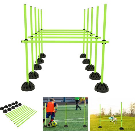 AUFUN Haies de Vitesse et d'agilité Batons d'entranement pour Le Fitness Ensemble de Haies réglables pour Divers entranements Obstacles de Coordination (vert vif) (1/5)