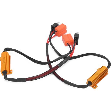 Deux décodeurs de feux antibrouillard à LED H7, une résistance de charge de 50 W 12 V et un éliminateur de scintillement de phares de voiture. (1/5)