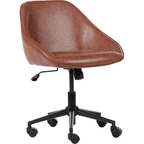 Sedia da ufficio in ecopelle marrone con funzione girevole regolabile con gambe in metallo Bardsdale
