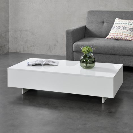 Tavolino Centrale da Salotto Lärketorp 115 x 55 x 31 cm - Bianco Lucido [en.casa] (1/5)
