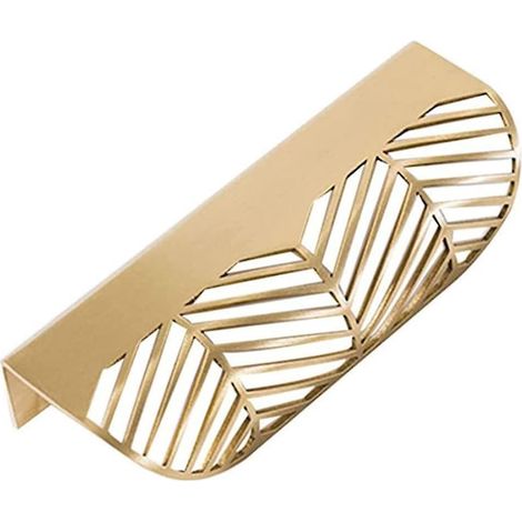Vergoldete Schrankgriffe, 4-teiliges blattförmiges Design, Möbelgriffe aus Messing, Küchentürgriffe aus Kupfer, Schubladengriffe (1/5)