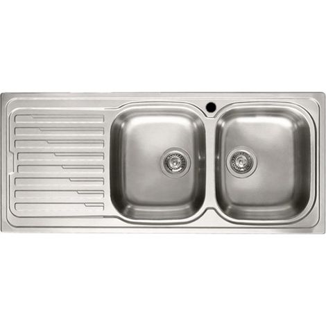 Elleci LIK500SACDX Sky 500 Lavello montato su piano 2 vasche con scolapiatti a destra Acciaio inox colore Acciaio inox (1/3)