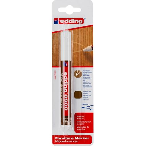Edding – Marqueur de retouche pour meuble noyer clair – Encre couvrante, séchage rapide – Pointe ronde 1,5-2 mm – Pour bois massif et placage (1/2)