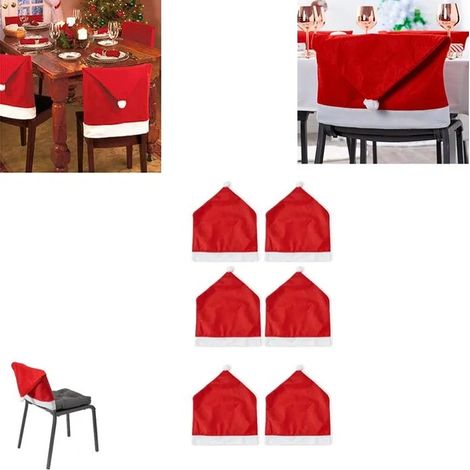 DECOR DE NOEL Housse de Chaise Noël, Couverture de Chaise Bonnet de Chaise Christmas Chair Cover pour Décoration de Dîner Party (1/5)