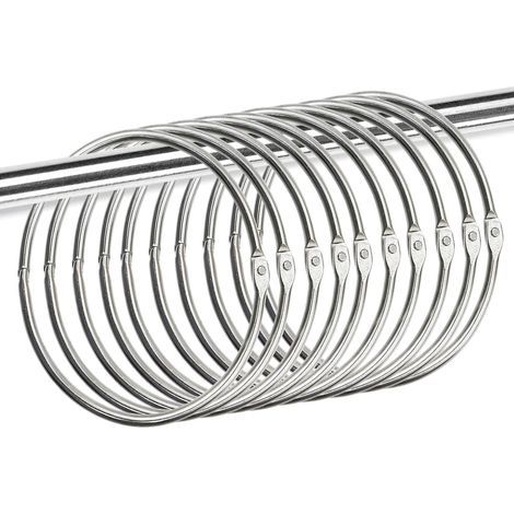 Set mit 40 Vorhangringen zum Öffnen, Duschvorhangringe, Binderinge, Metallclips für Gardinenstangen und Gardinenschienen (Silber) (1/5)