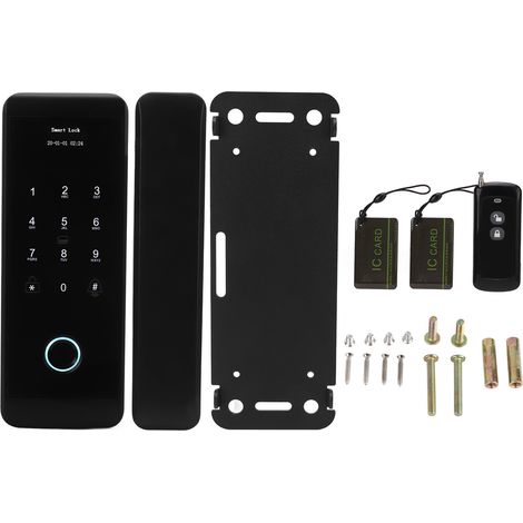 Verrou intelligent pour porte, empreinte digitale, mot de passe, Bluetooth, WiFi, avec invite vocale, compatible porte vitrée, bois et coulissante, pour Tuya. (1/5)