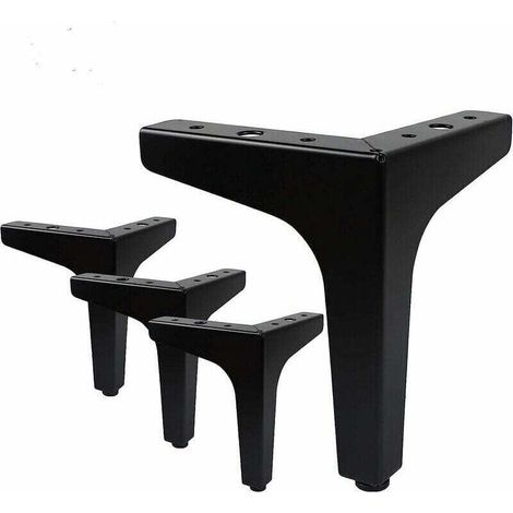 Set di 4 gambe per mobili, moderne gambe triangolari in metallo per tavolo, gambe a forcina per mobili per armadi, divani, nere (17 cm) - Crezuo (1/4)