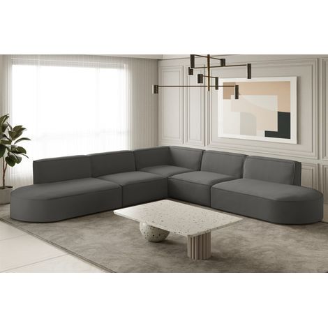 Ecksofa Designersofa PALMA Stoff Opera Velvet Steel Seite Universal (1/2)