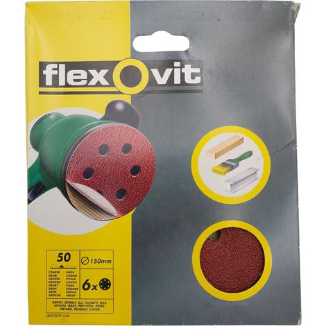 6x Schleifscheiben mit Klettverschluss Ø150mm Schleifpapier Körnung 50 gelocht