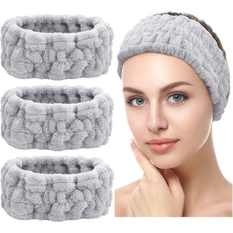 Ensemble de 3 bandeaux (bandeau nettoyant visage, bandeau maquillage, bandeau polaire pour les soins de la peau et le spa, bandeaux sport et yoga) (1/5)