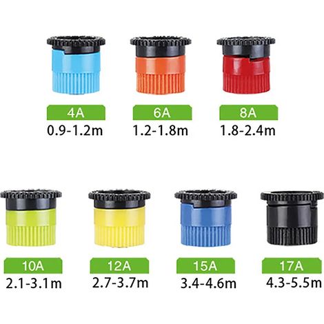 (12A) Buse de rechange pour arroseur à dispersion réglable de 0 à 360 degrés, pour l'irrigation des jardins, parcs, fermes et pelouses. Filetage femelle 1/2". (1/4)