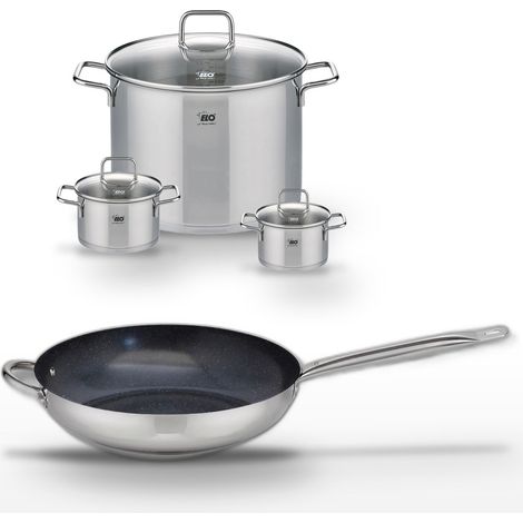 Lot Poêle céramique 32cm & 3 Faitouts Elo Profi Therm Platinum (1/5)