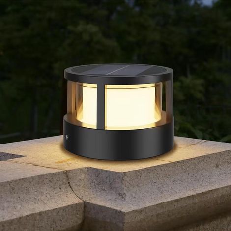 Poteau d'éclairage extérieur, éclairage solaire de jardin IP65, poteau d'éclairage solaire de jardin, lumière chaude,noir (1/5)